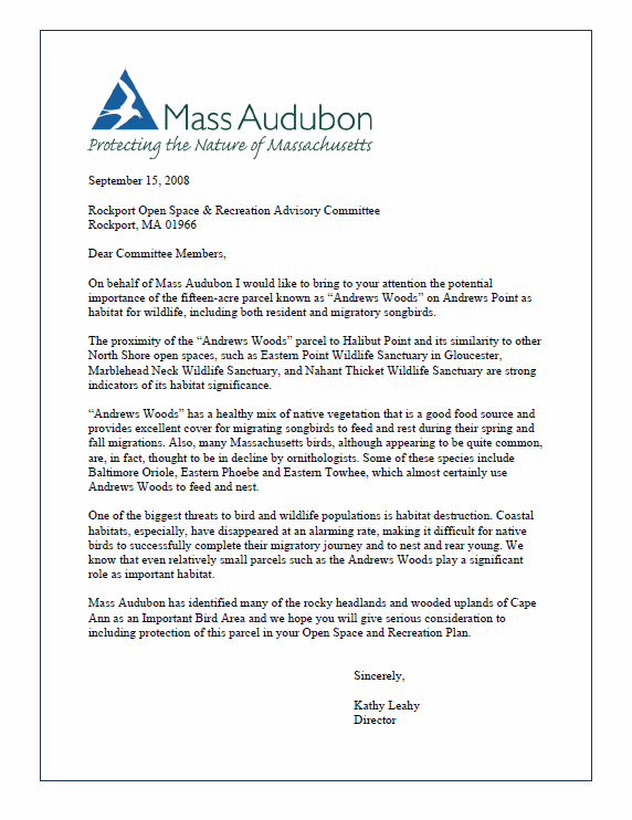 MA Audubon Letter